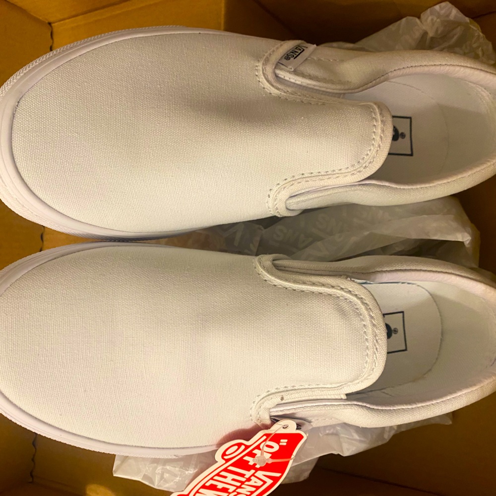Vans white slip ons kids size 3